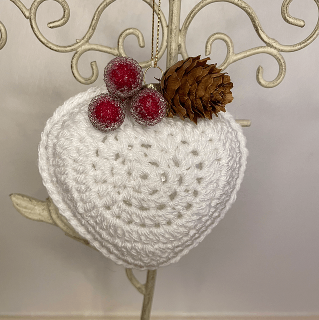 Crochet heart bauble