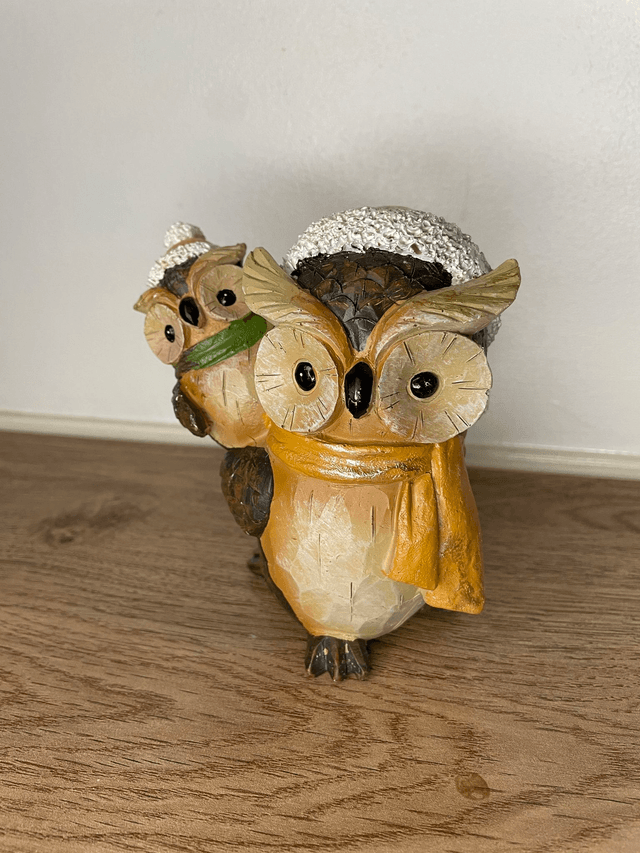 Christmas wooden owl set