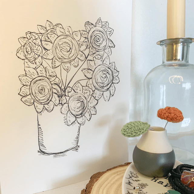 Sunflower print card (Blank)