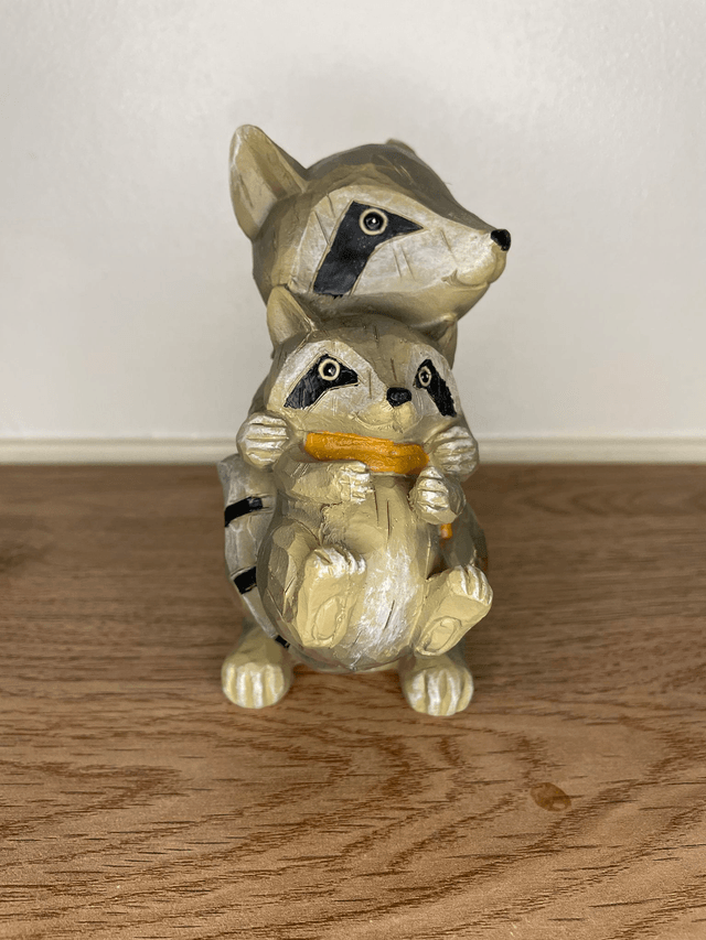 Christmas wooden raccoon set