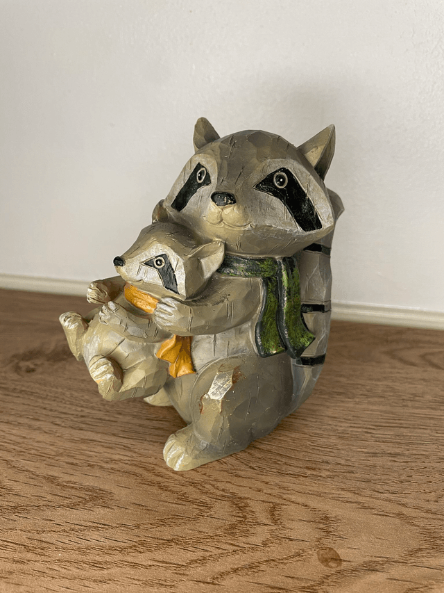 Christmas wooden raccoon set