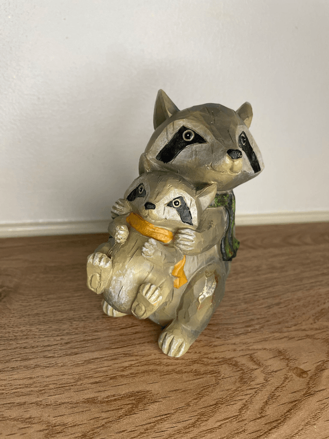 Christmas wooden raccoon set
