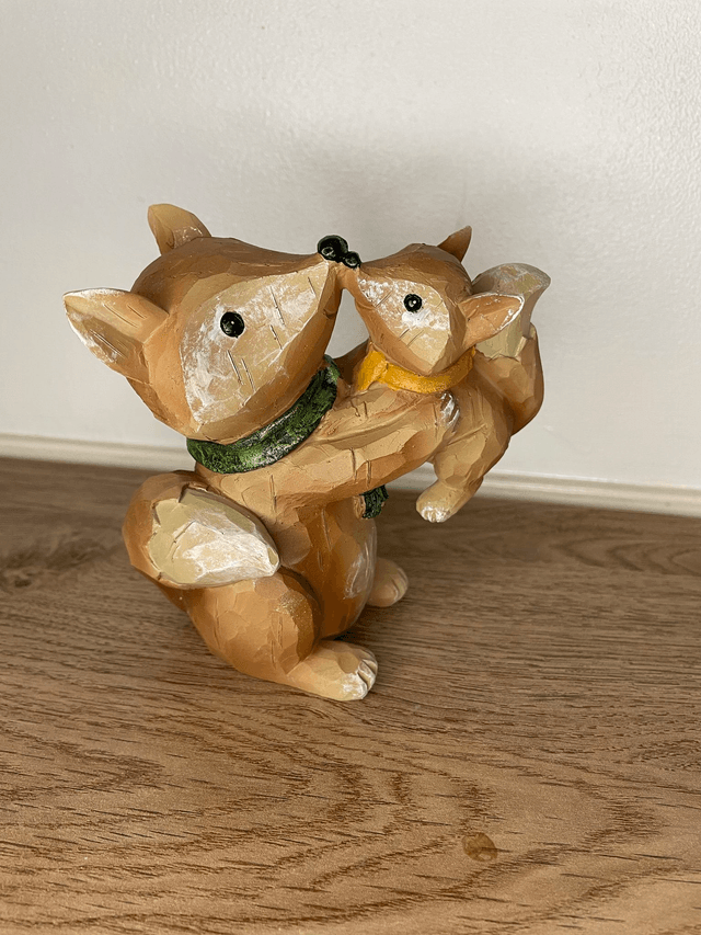 Christmas wooden foxes set