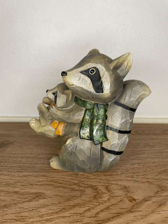Christmas wooden raccoon set