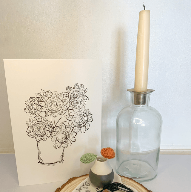 Sunflower print card (Blank)