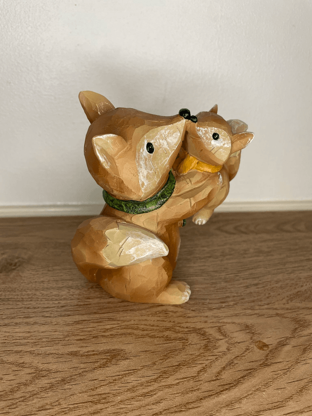 Christmas wooden foxes set
